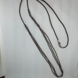 Asymmetrical 16" Silver Beaded Necklace